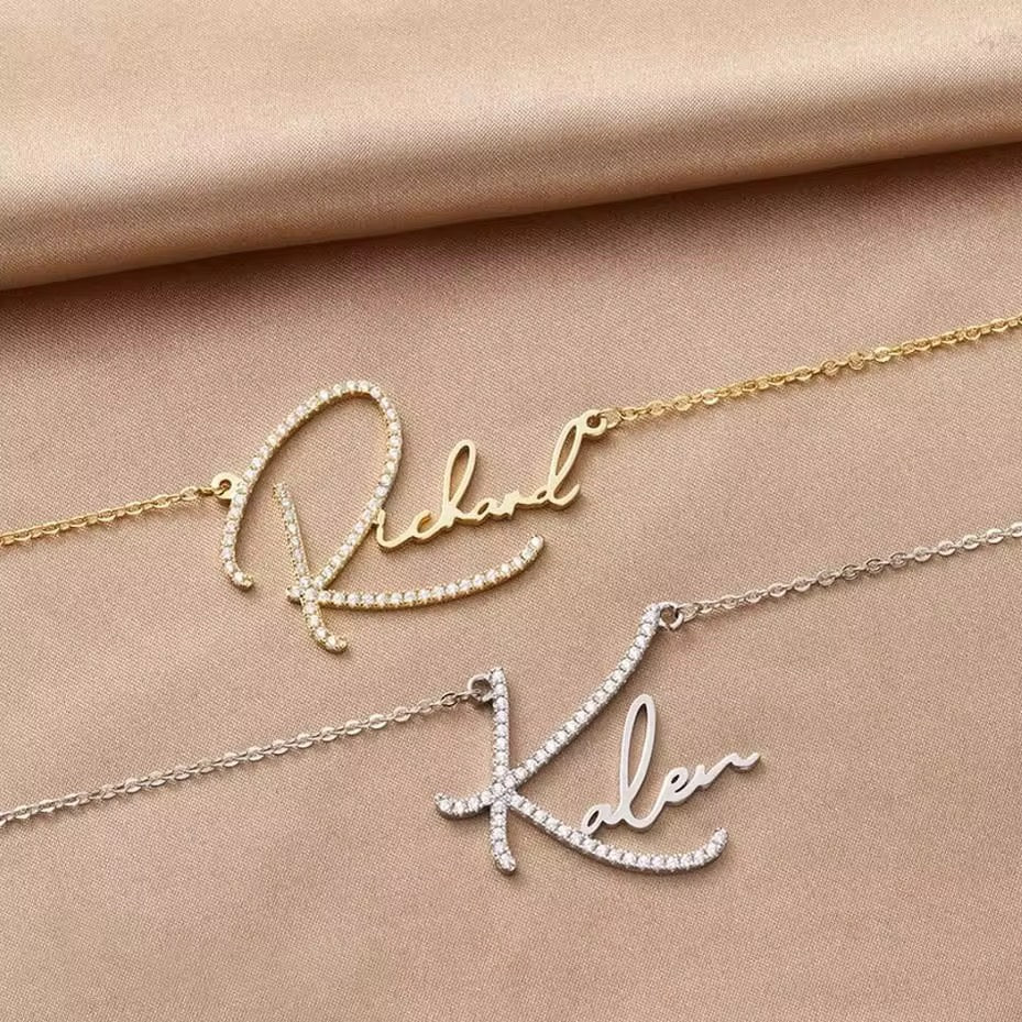 Stainless Steel Diamond Necklace - Name Customization