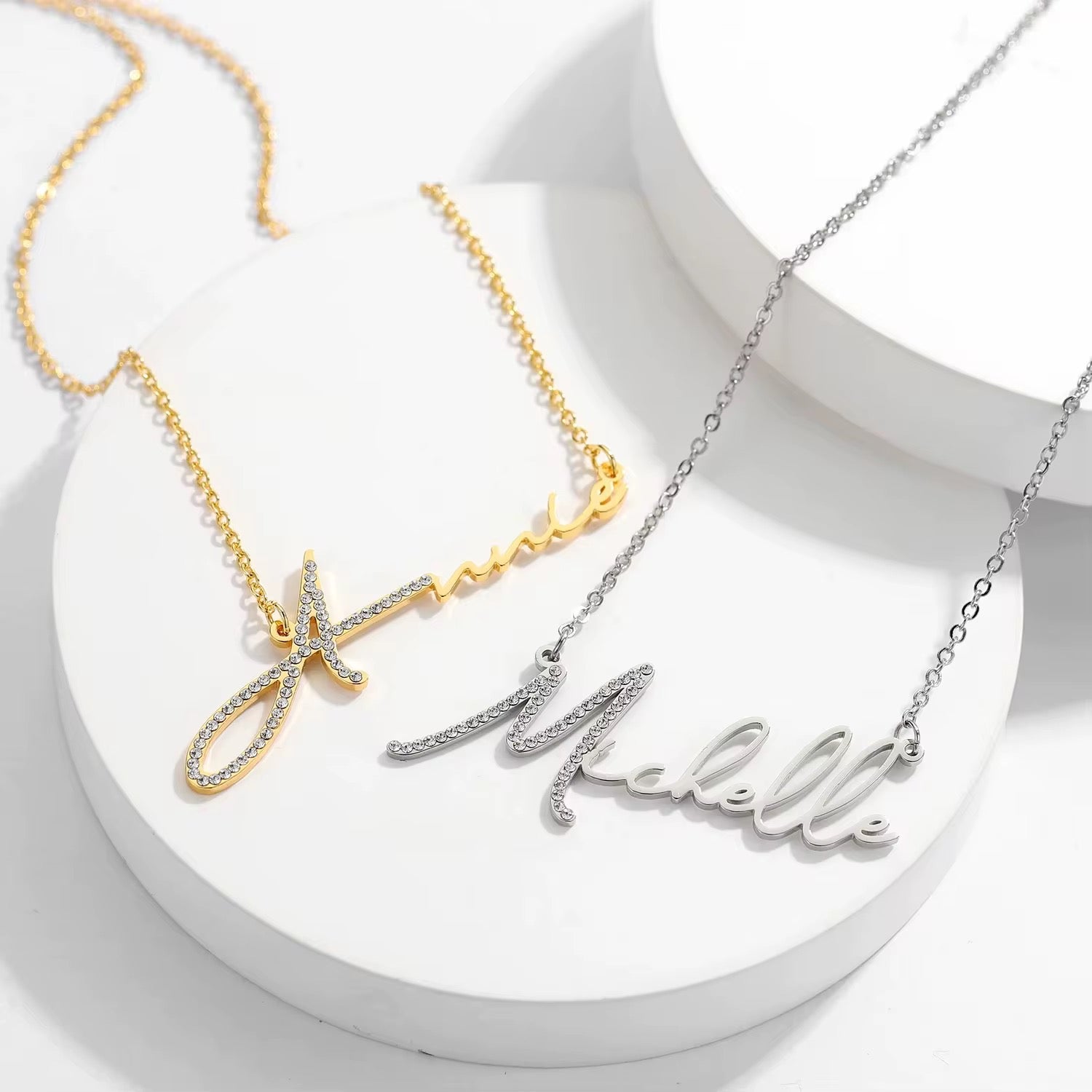 Stainless Steel Diamond Necklace - Name Customization