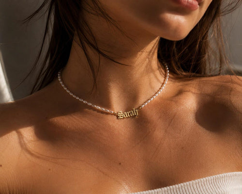 Custom Pearl Name Necklace