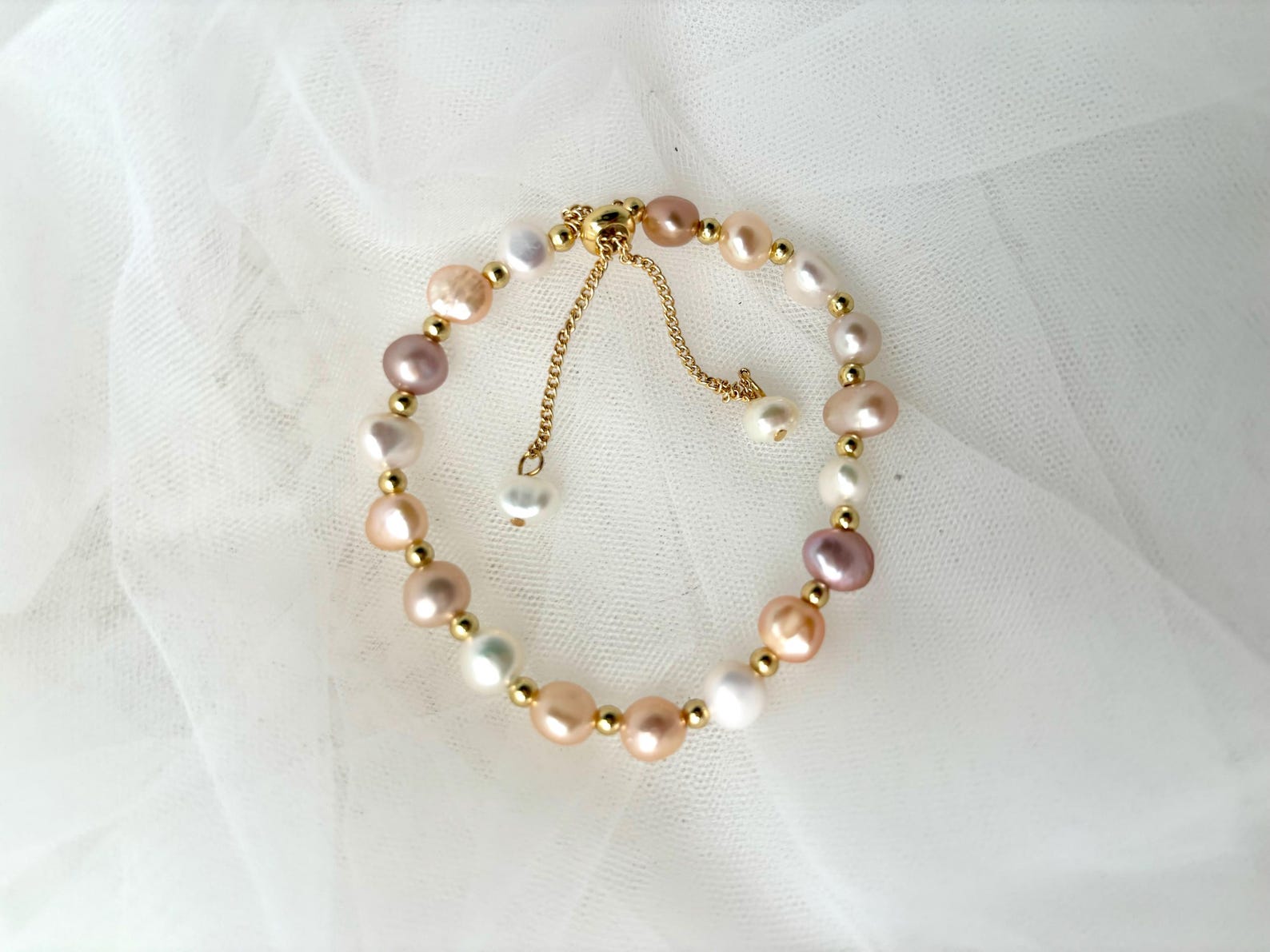 Genuine Natural Freshwater 3 Color Pearl Bracelet