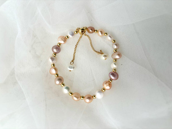 Genuine Natural Freshwater 3 Color Pearl Bracelet