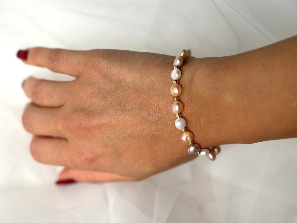 Genuine Natural Freshwater 3 Color Pearl Bracelet