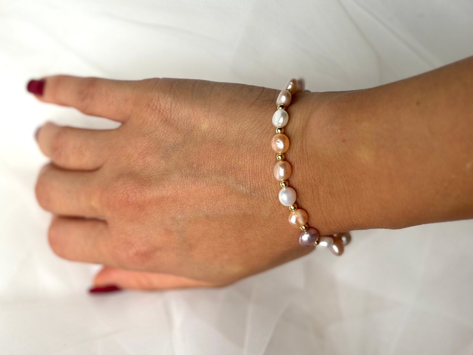 Genuine Natural Freshwater 3 Color Pearl Bracelet