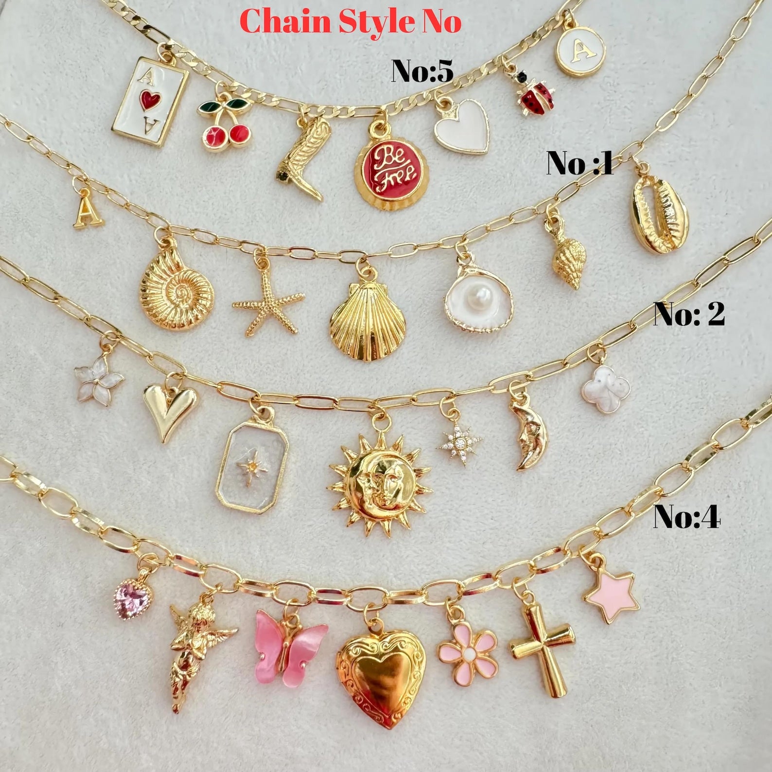 Build Your Own Custom Charm Necklace for Women, Gold Multi Charm Necklace, Vintage Chunky Necklace