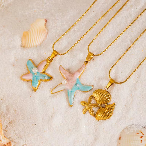 Blue Ocean Starfish Pendant Necklace
