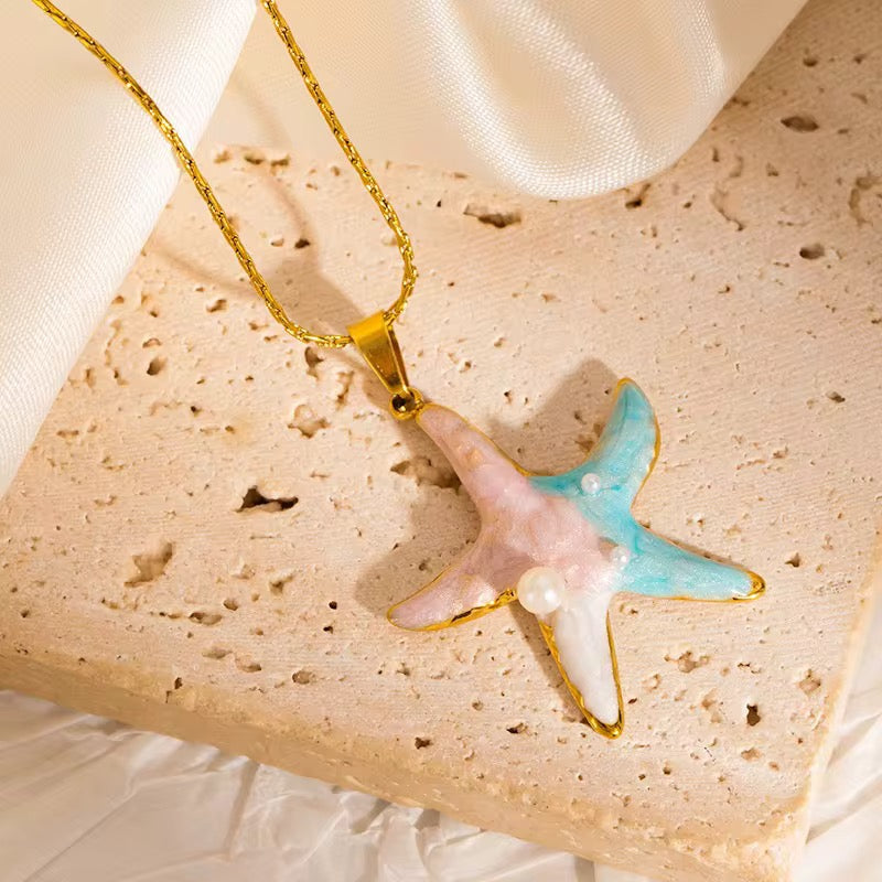 Blue Ocean Starfish Pendant Necklace