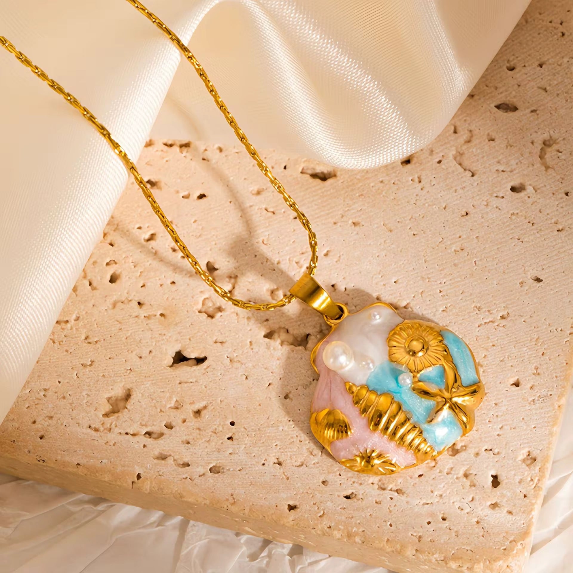 Blue Ocean Starfish Pendant Necklace