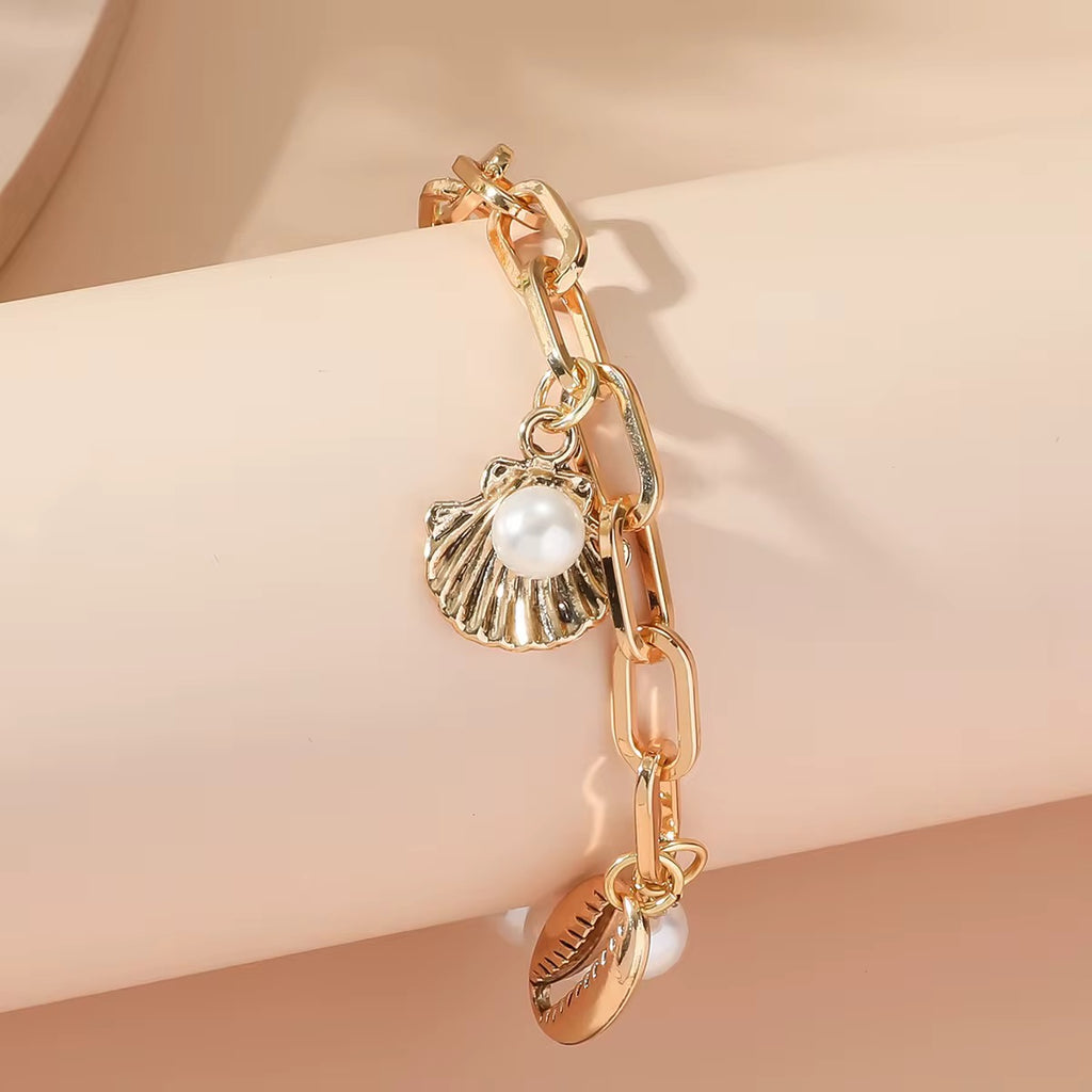 Beach Starfish Pearl Pendant Bracelet