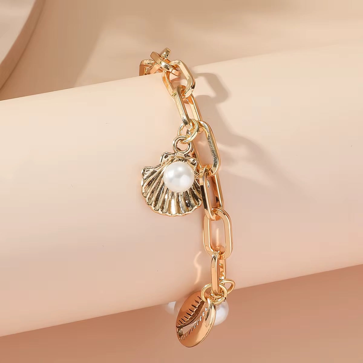 Beach Starfish Pearl Pendant Bracelet