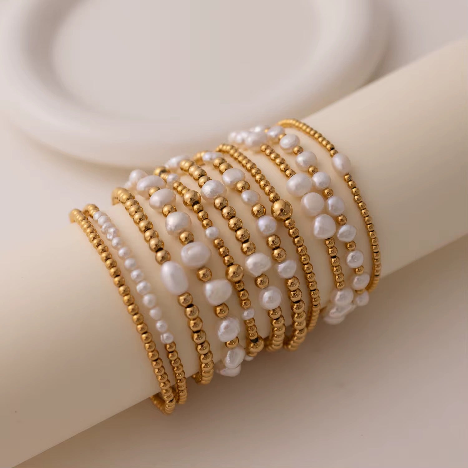 Round Ball Beads Freshwater Pearl Bracelet