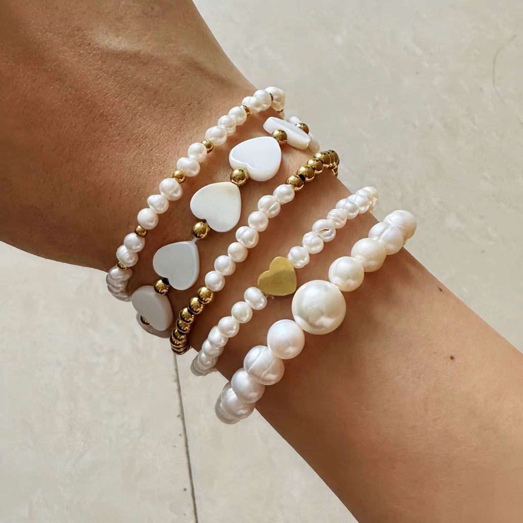 Pearl Hearts Bracelet Set